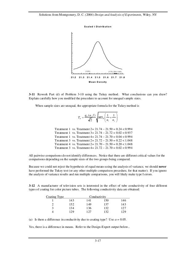 Design and Analysis of Experiments Solutions Manual 6th edition
